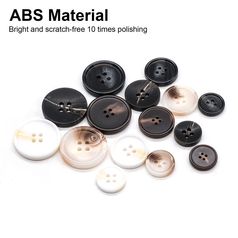 OELFFOW 110Pcs Mixed Sewing Buttons, 4-Hole Craft Round Blazer Buttons, 5 Color 3 Size(15mm,20mm,25mm) Suit Coats Resin Button, Suitable for Variety Clothing Sewing, DIY Craft(White) - Image 3